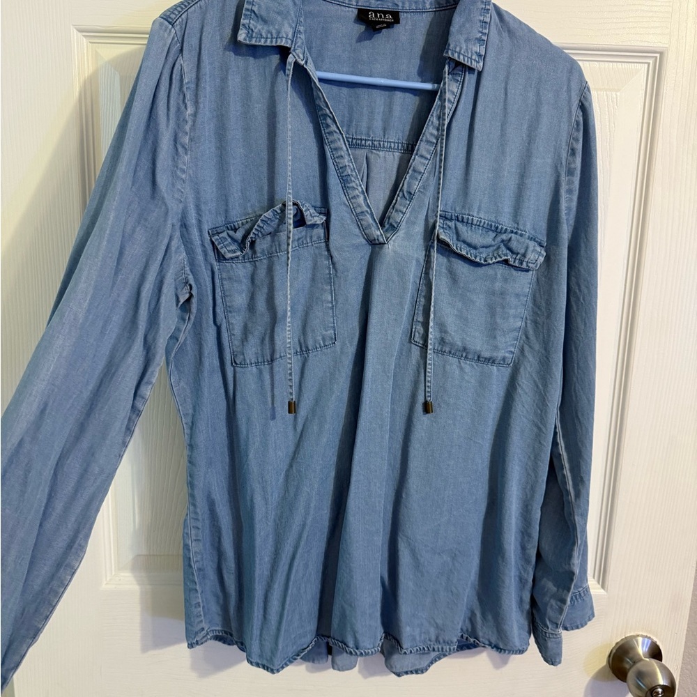 a.n.a. Light Blue Denim Shirt